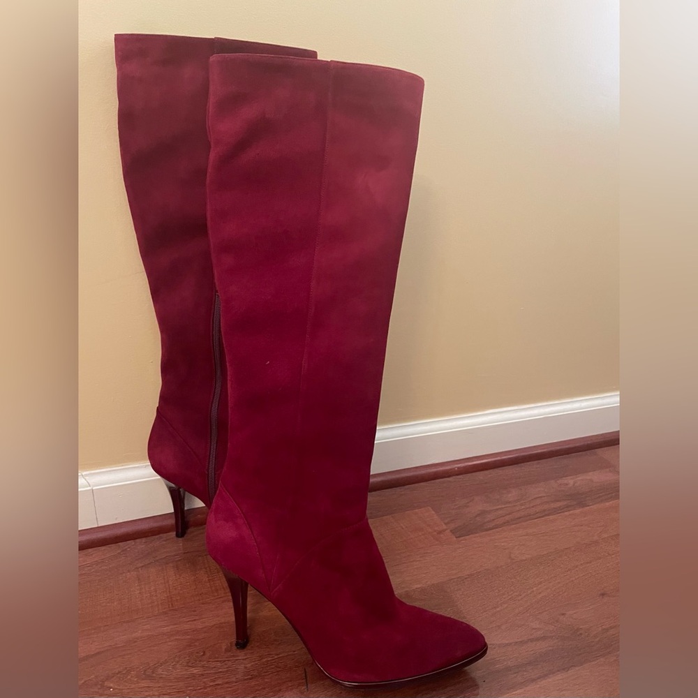 Stuart Weitzman Burgundy Suede Boots